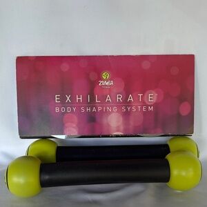 ZUMBA FITNESS EXHILARATE BODY SHAPING SYSTEM DVDs AND STICKS/MARACAS